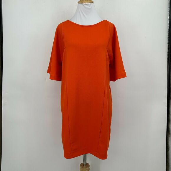 Zara Shirt Dress Women's Size S Orange Mid Sleeve Casual Scoop Neck Stretch Tee - Picture 2 of 11